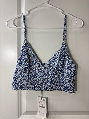 Zara Blue and White Floral Cami Top